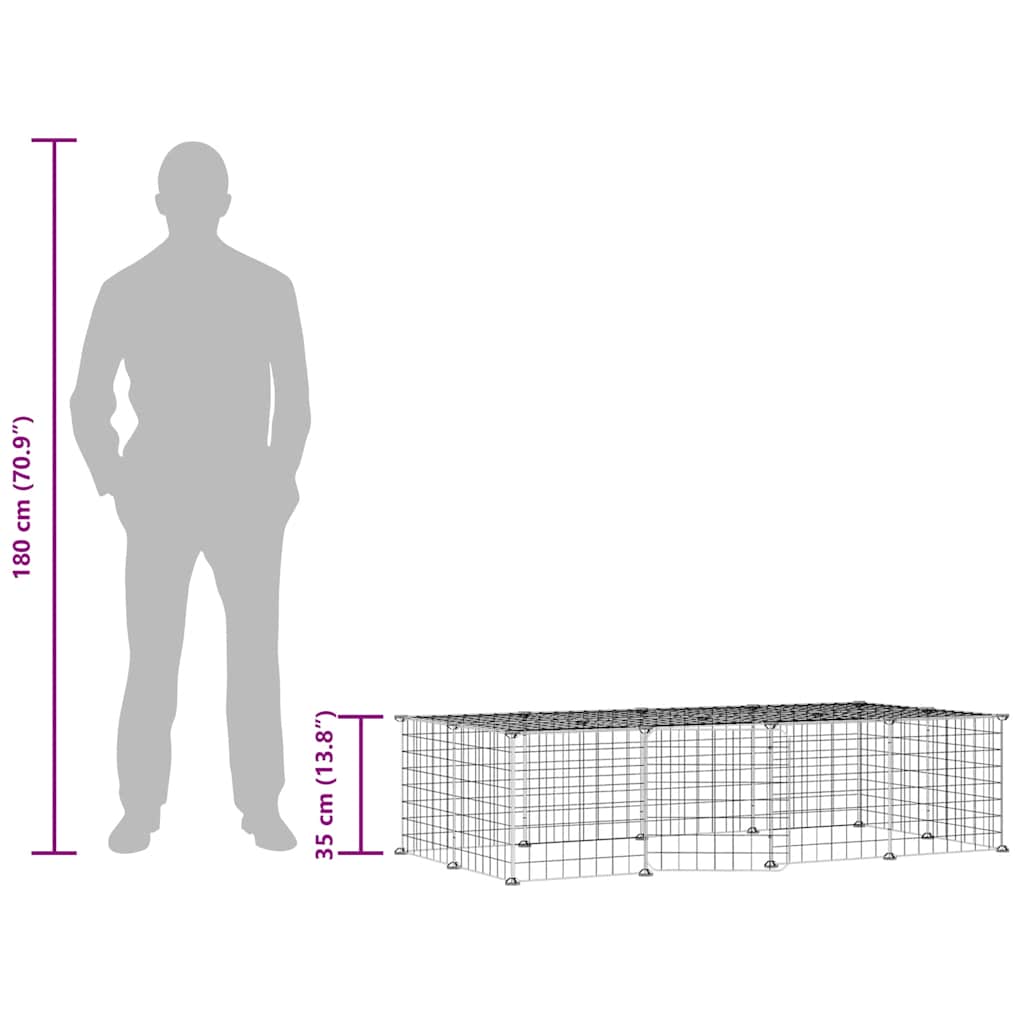 Gabbia per Animali 20 Pannelli con Porta Nera 35x35 cm Acciaio 3114055