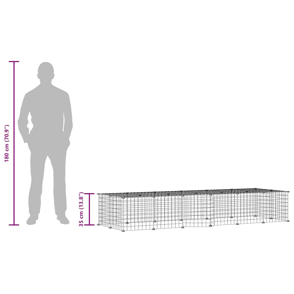 Gabbia per Animali 28 Pannelli con Porta Nero 35x35 cm Acciaio 3114056