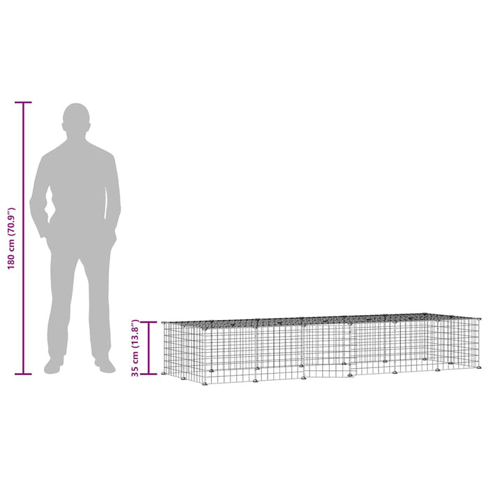 Gabbia per Animali 28 Pannelli con Porta Nero 35x35 cm Acciaio 3114056