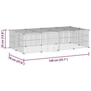 Gabbia per Animali 20 Pannelli con Porta Nera 35x35 cm Acciaio 3114058
