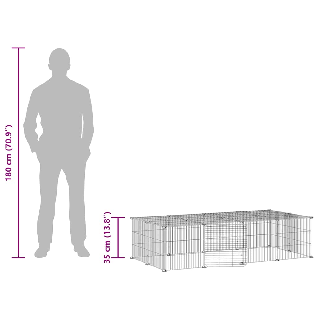 Gabbia per Animali 20 Pannelli con Porta Nera 35x35 cm Acciaio 3114058
