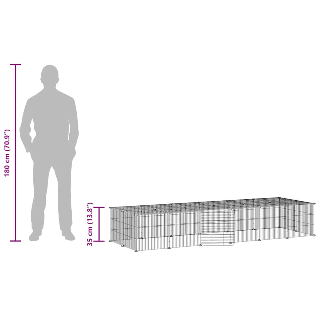 Gabbia per Animali 28 Pannelli con Porta Nero 35x35 cm Acciaio 3114059
