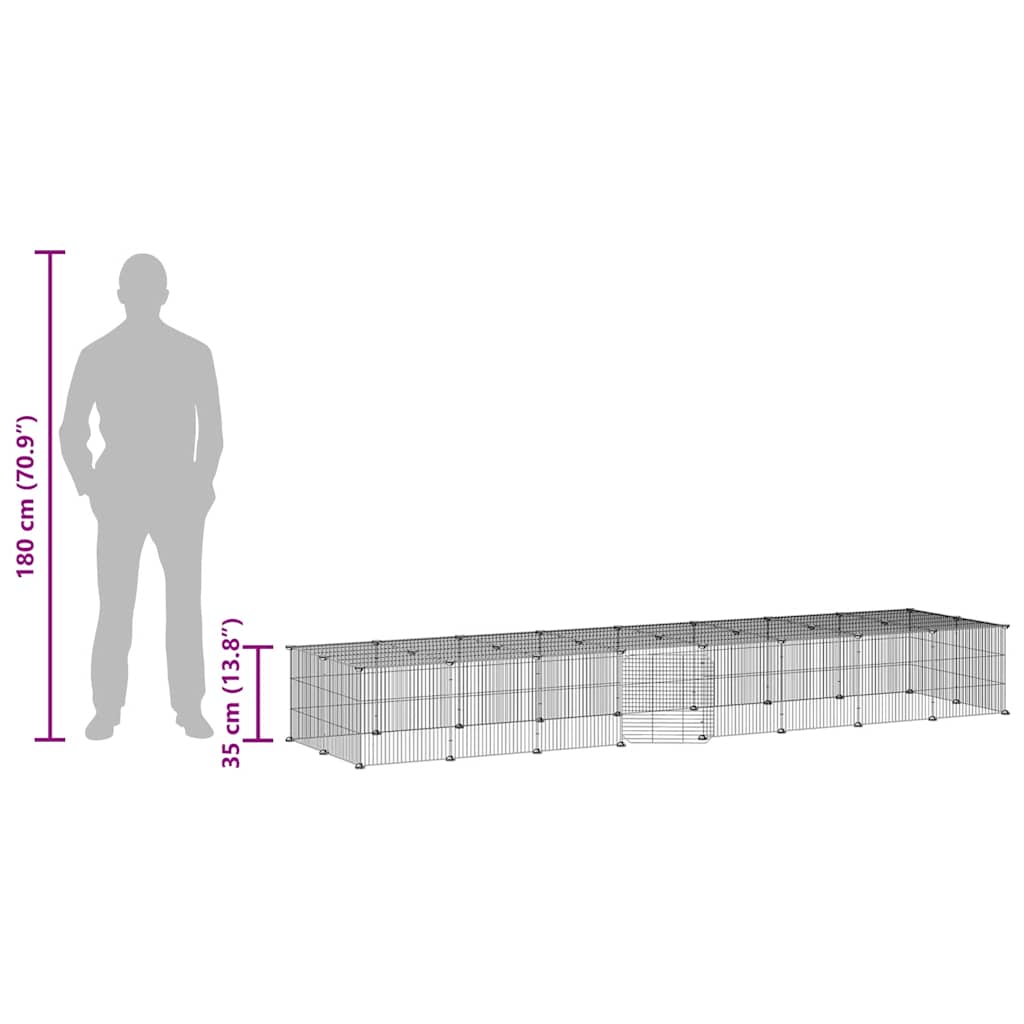 Gabbia per Animali 36 Pannelli con Porta Nera 35x35 cm Acciaio 3114060