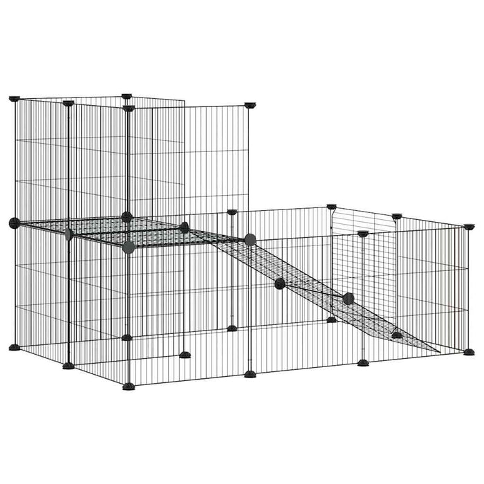 Gabbia per Animali 20 Pannelli con Porta Nera 35x35 cm Acciaio 3114061