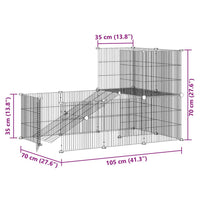 Gabbia per Animali 20 Pannelli con Porta Nera 35x35 cm Acciaio 3114061