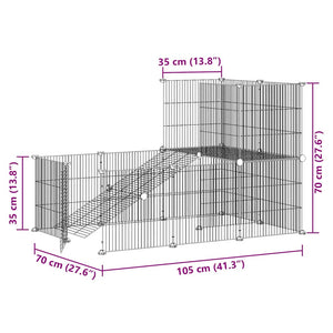 Gabbia per Animali 20 Pannelli con Porta Nera 35x35 cm Acciaio 3114061