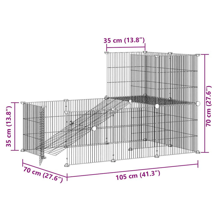 Gabbia per Animali 20 Pannelli con Porta Nera 35x35 cm Acciaio 3114061