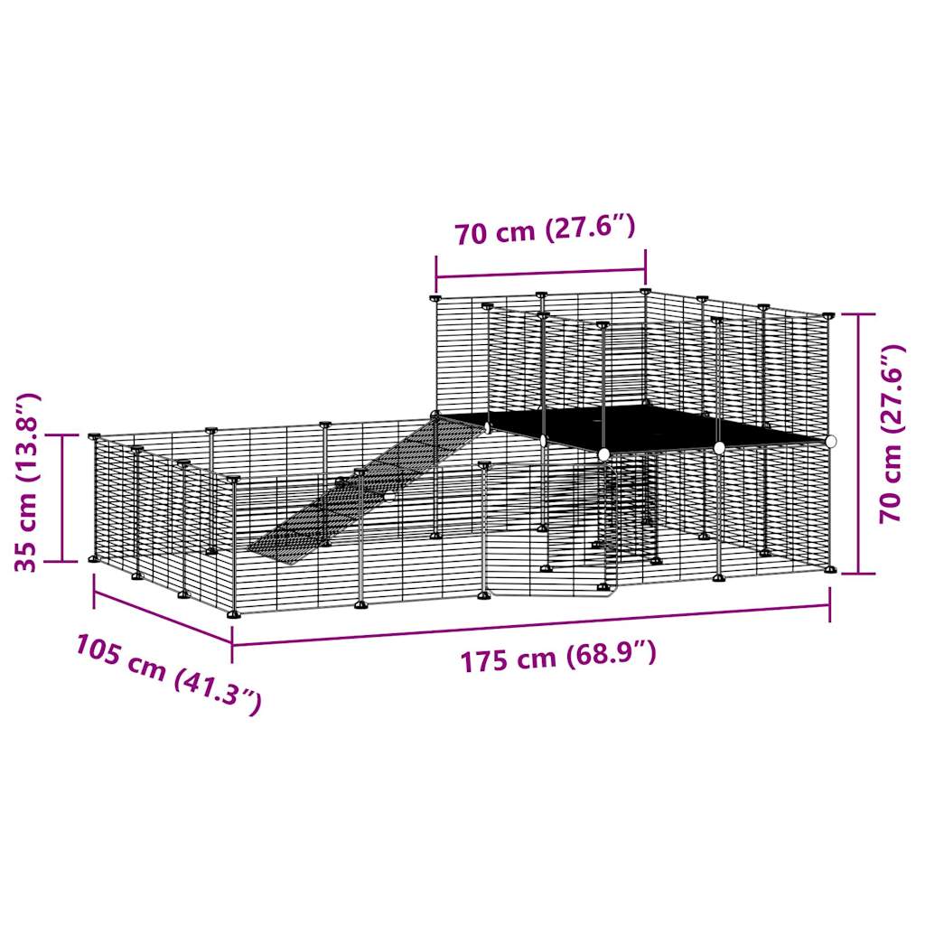 Gabbia per animali con 36 pannelli e porta 35 x 35 cm nera 02_0041582