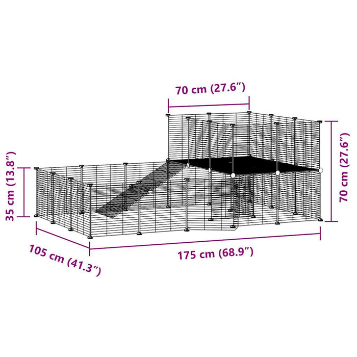Gabbia per animali con 36 pannelli e porta 35 x 35 cm nera 02_0041582