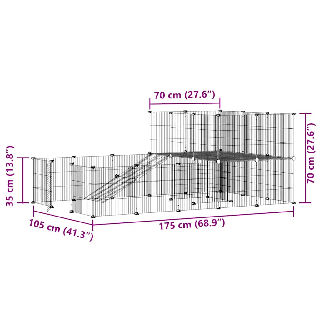 Gabbia per Animali 36 Pannelli con Porta Nera 35x35 cm Acciaio 3114062