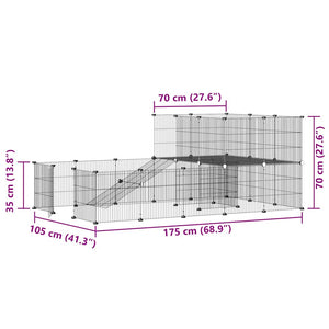 Gabbia per Animali 36 Pannelli con Porta Nera 35x35 cm Acciaio 3114062
