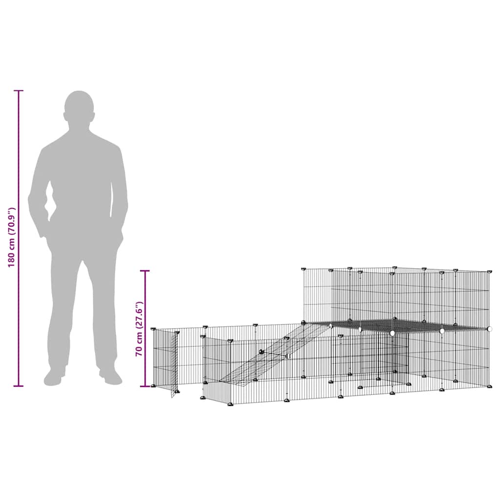 Gabbia per Animali 36 Pannelli con Porta Nera 35x35 cm Acciaio 3114062