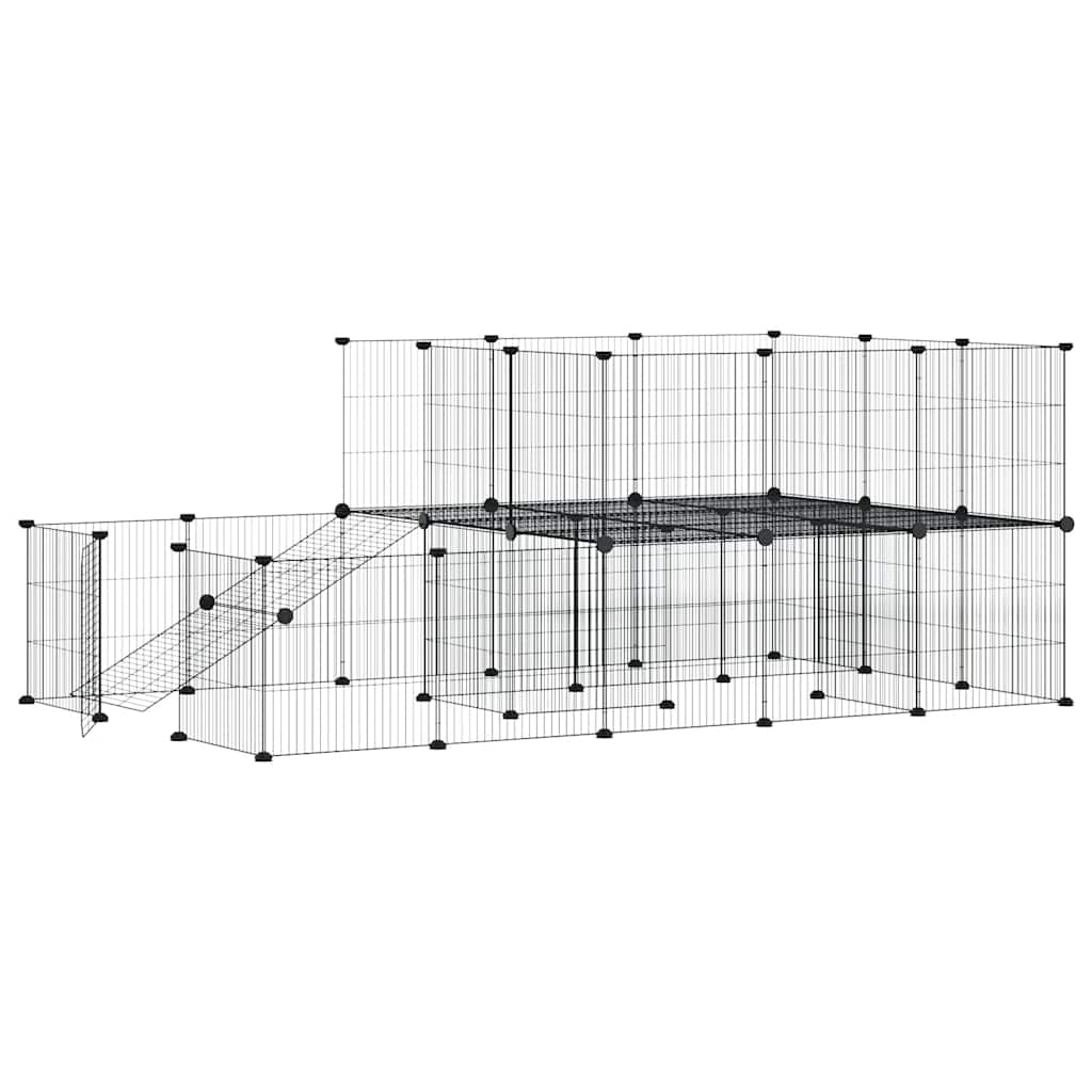Gabbia per Animali 44 Pannelli con Porta Nera 35x35 cm Acciaio 3114063