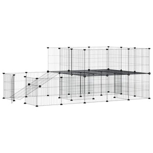 Gabbia per Animali 44 Pannelli con Porta Nera 35x35 cm Acciaio 3114063