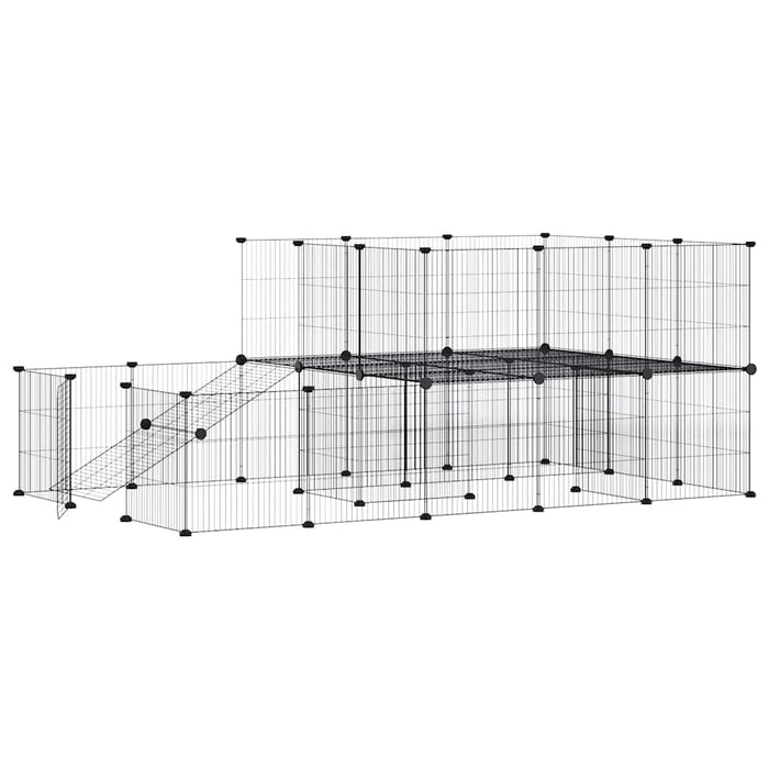 Gabbia per Animali 44 Pannelli con Porta Nera 35x35 cm Acciaio 3114063
