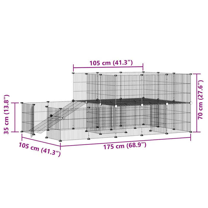 Gabbia per Animali 44 Pannelli con Porta Nera 35x35 cm Acciaio 3114063