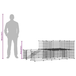 Gabbia per Animali 44 Pannelli con Porta Nera 35x35 cm Acciaio 3114063