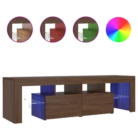 Mobile Porta TV con Luci LED Rovere Marrone 140x36,5x40 cm 822643