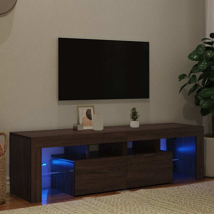 Mobile Porta TV con Luci LED Rovere Marrone 140x36,5x40 cm 822643