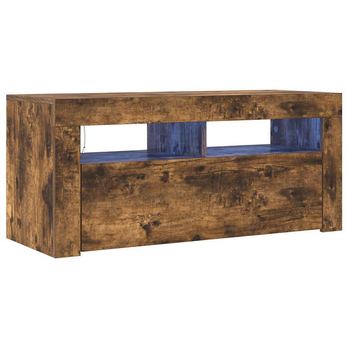 Mobile Porta TV con Luci LED Rovere Fumo 90x35x40 cm 822721