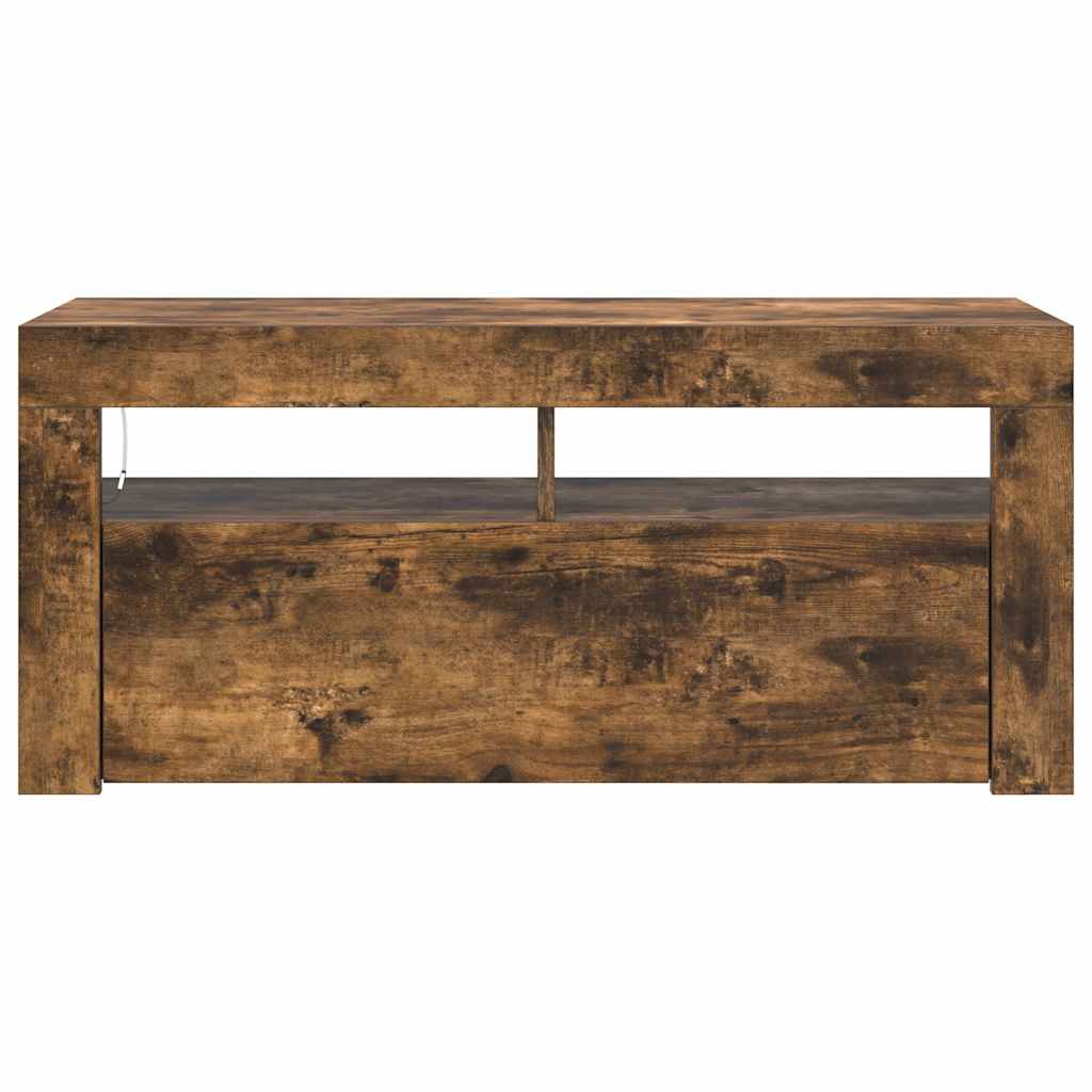 Mobile Porta TV con Luci LED Rovere Fumo 90x35x40 cm 822721