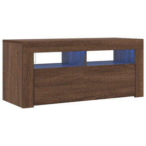 Mobile Porta TV con Luci LED-Credenza TV Rovere Marrone 90x35x40 cm