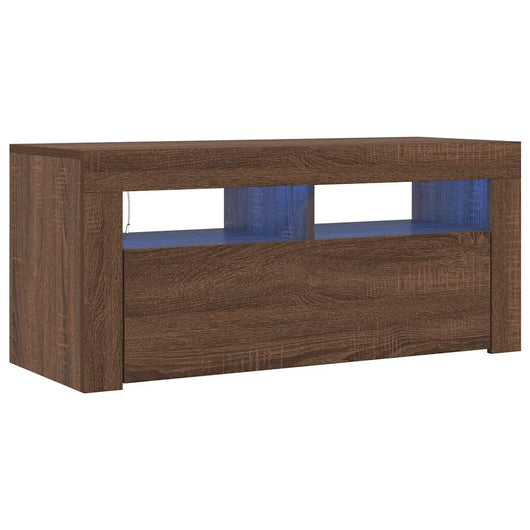 Mobile Porta TV con Luci LED-Credenza TV Rovere Marrone 90x35x40 cm