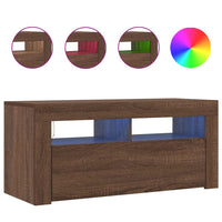 Mobile Porta TV con Luci LED-Credenza TV Rovere Marrone 90x35x40 cm