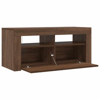Mobile Porta TV con Luci LED-Credenza TV Rovere Marrone 90x35x40 cm