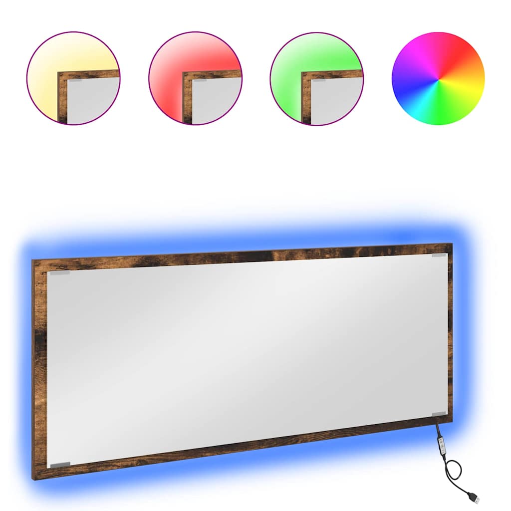 Specchio Rovere fumo 90 x 8.5 x 37 cm Legno multistrato 822817