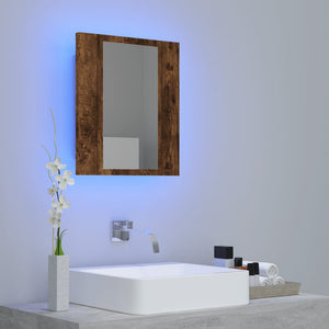 Mobile Bagno Specchio LED Rovere Fumo 40x12x45cm Multistrato 822833
