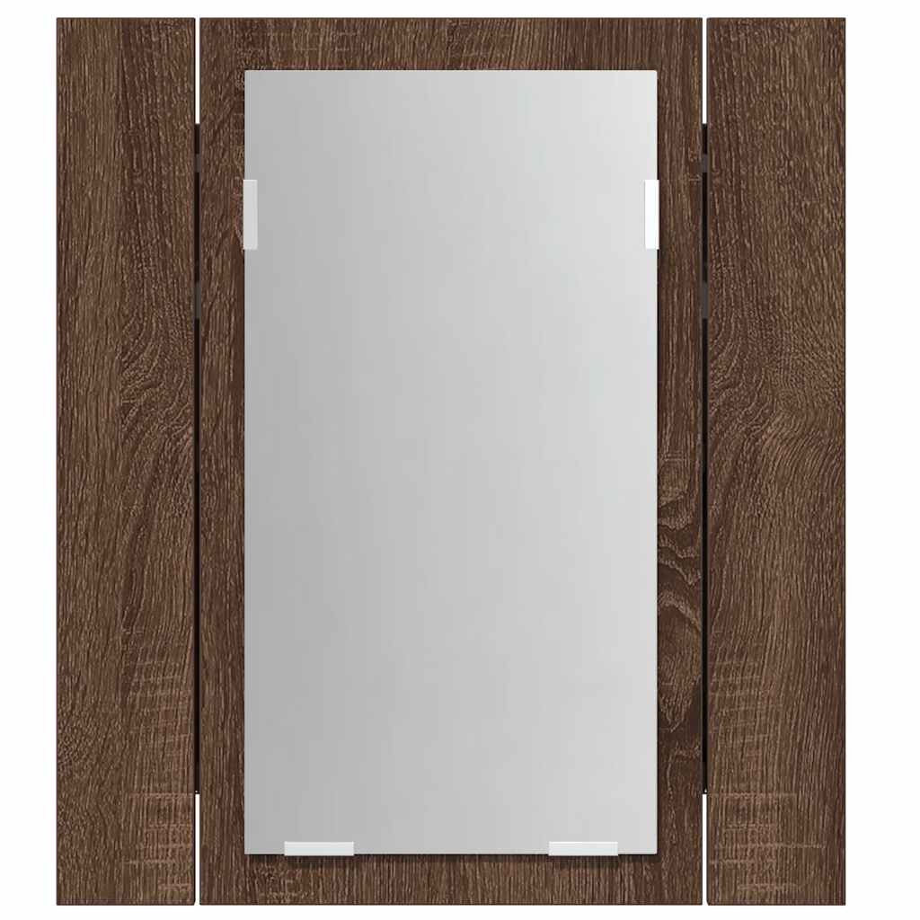 Mobile Bagno Specchio LED Rovere Marrone 40x12x45cm Multistrato 822835