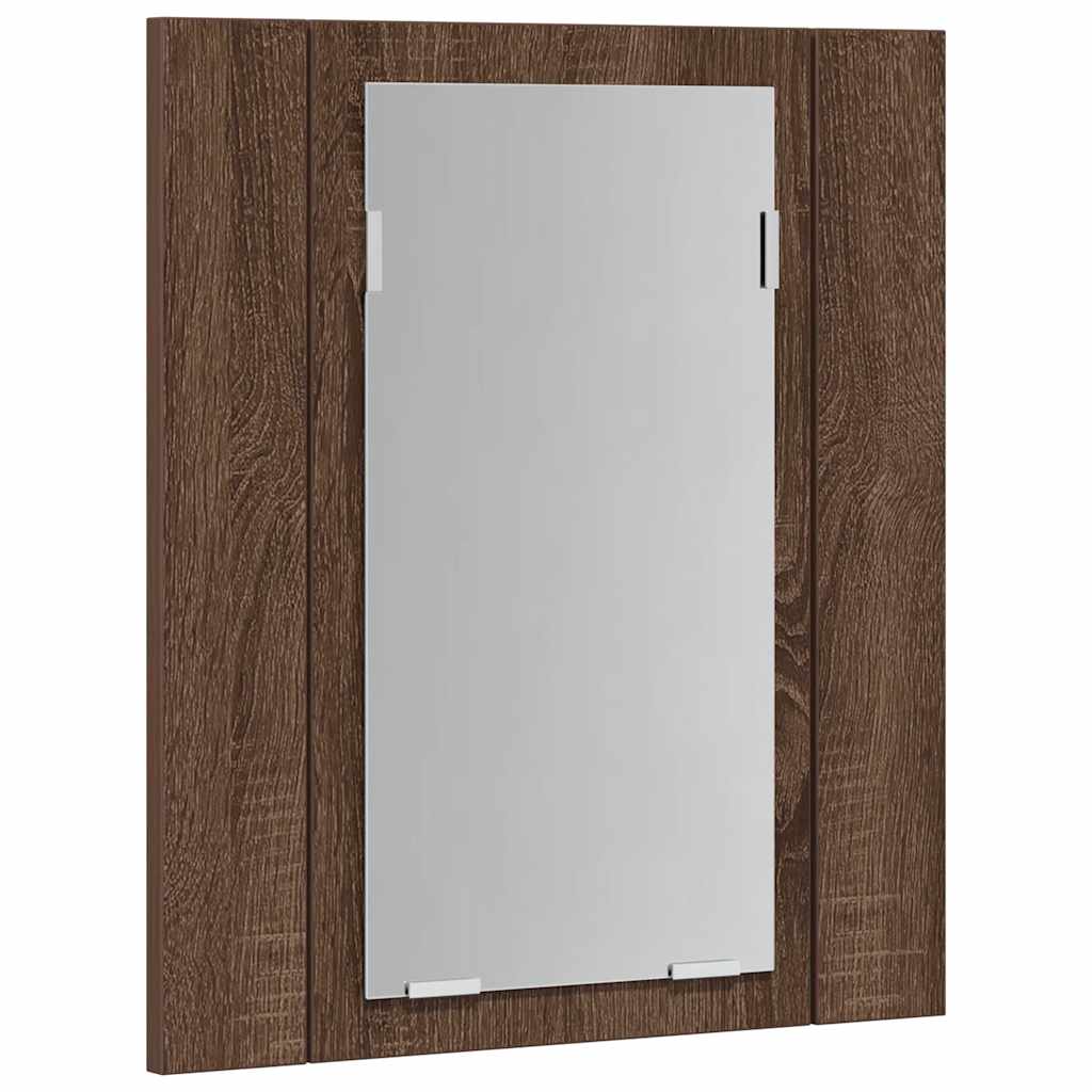 Mobile Bagno Specchio LED-Armadietto a Specchio da Bagno Rovere Marrone 40x12x45cm Multistrato