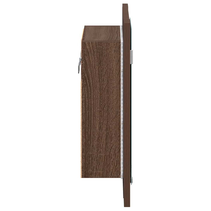 Mobile Bagno Specchio LED-Armadietto a Specchio da Bagno Rovere Marrone 40x12x45cm Multistrato