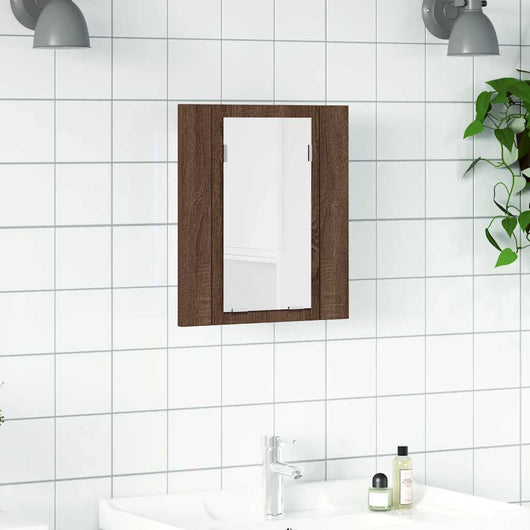 Mobile Bagno Specchio LED Rovere Marrone 40x12x45cm Multistrato 822835