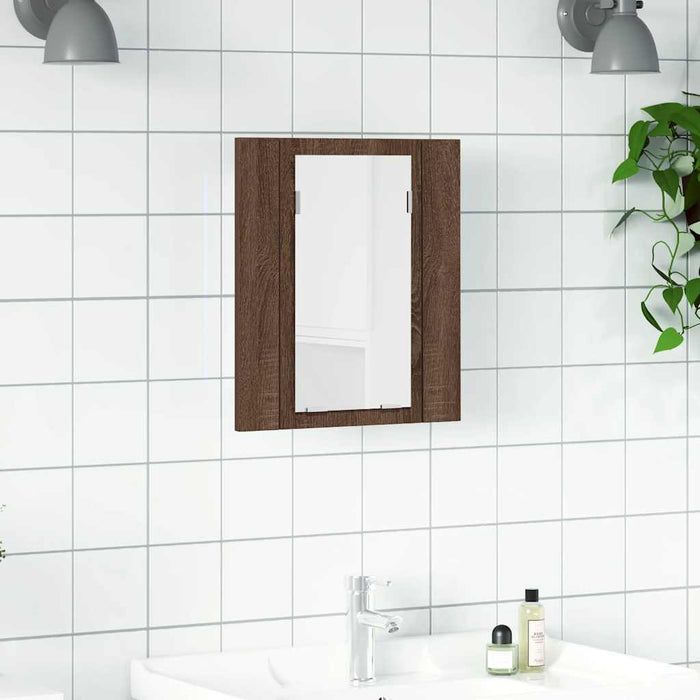 Mobile Bagno Specchio LED Rovere Marrone 40x12x45cm Multistratocod mxl 74441