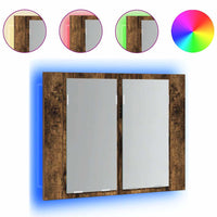 Mobile a Specchio LED-Armadietto a Specchio Rovere Fumo 60x12x45 cm Legno Multistrato