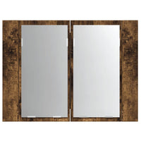 Mobile a Specchio LED-Armadietto a Specchio Rovere Fumo 60x12x45 cm Legno Multistrato