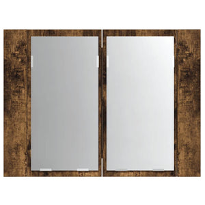 Mobile a Specchio LED Rovere Fumo 60x12x45 cm Legno Multistrato 822841