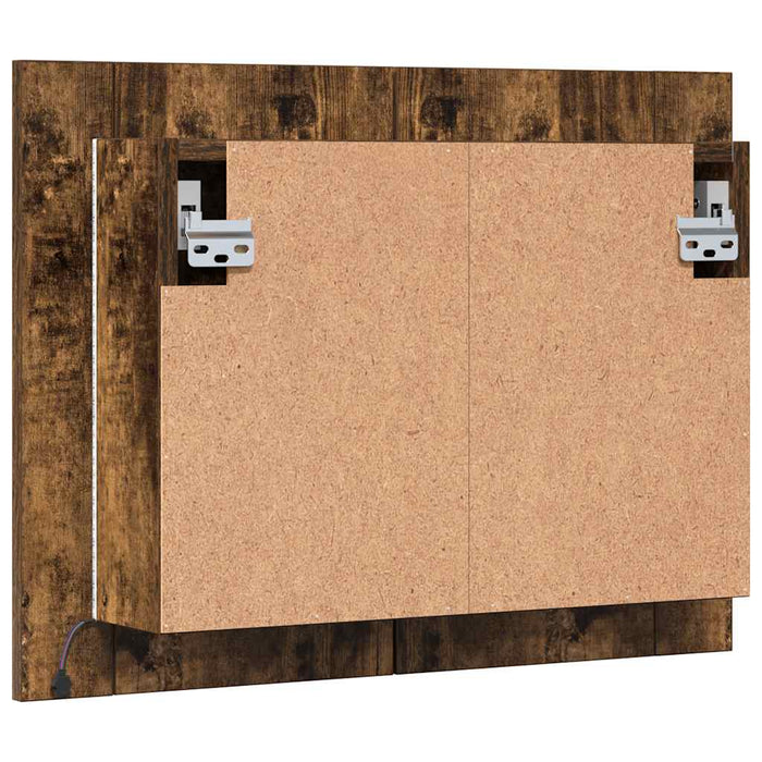 Mobile a Specchio LED-Armadietto a Specchio Rovere Fumo 60x12x45 cm Legno Multistrato