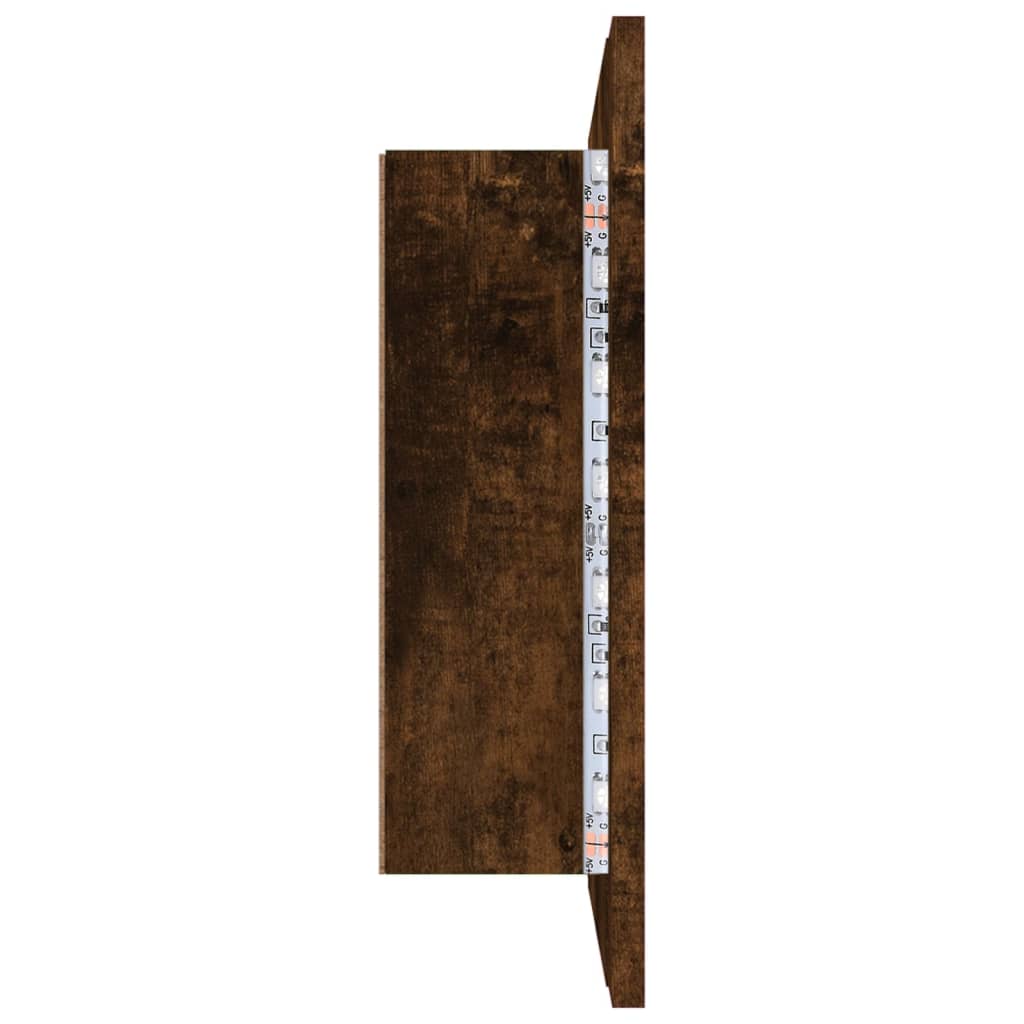 Mobile a Specchio LED Rovere Fumo 60x12x45 cm Legno Multistrato 822841