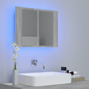 Mobile Specchio LED Grigio Sonoma 60x12x45cm Legno Multistrato 822842