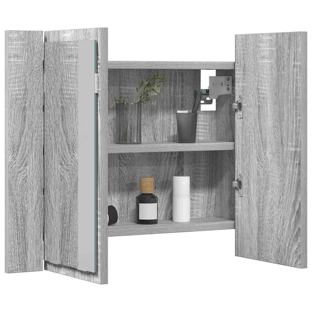 Mobile Specchio LED Grigio Sonoma 60x12x45cm Legno Multistrato cod mxl 73159