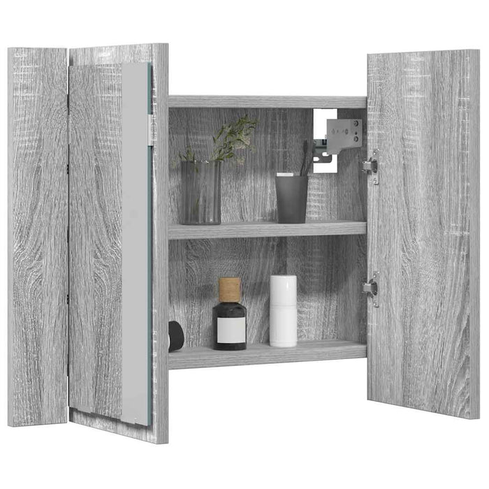 Mobile Specchio LED Grigio Sonoma 60x12x45cm Legno Multistrato cod mxl 73159