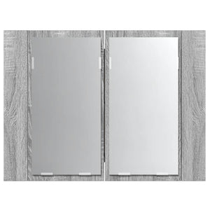 Mobile Specchio LED-Armadietto a Specchio da Bagno Grigio Sonoma 60x12x45cm Legno Multistrato