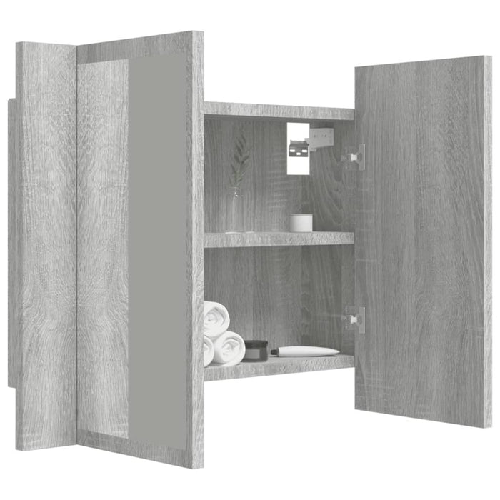 Mobile Specchio LED Grigio Sonoma 60x12x45cm Legno Multistrato 822842