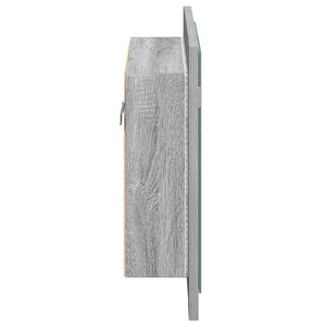 Mobile Specchio LED-Armadietto a Specchio da Bagno Grigio Sonoma 60x12x45cm Legno Multistrato