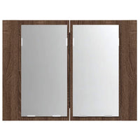 Mobile Specchio LED-Armadietto a Specchio da Bagno Rovere Marrone 60x12x45cm Legno Multistrato