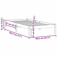 Giroletto senza Materasso 100x190 cm in Legno di Pino Doppio
