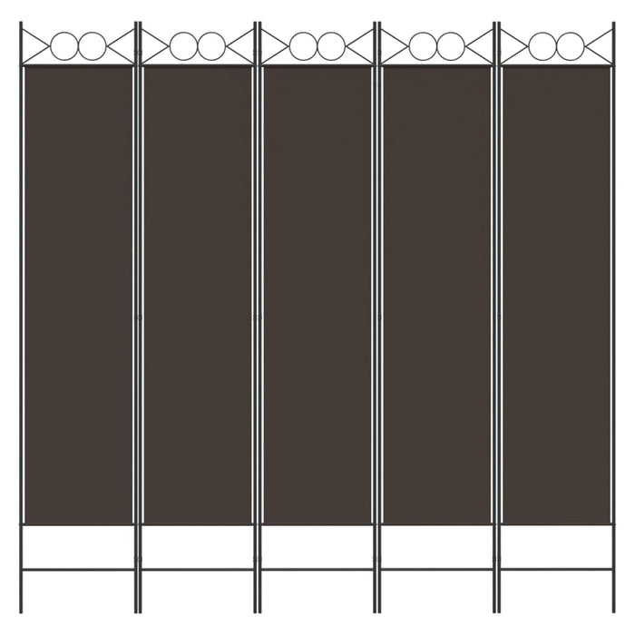 Divisorio a 5 Pannelli Marrone 200x200 cm in Tessuto 350155